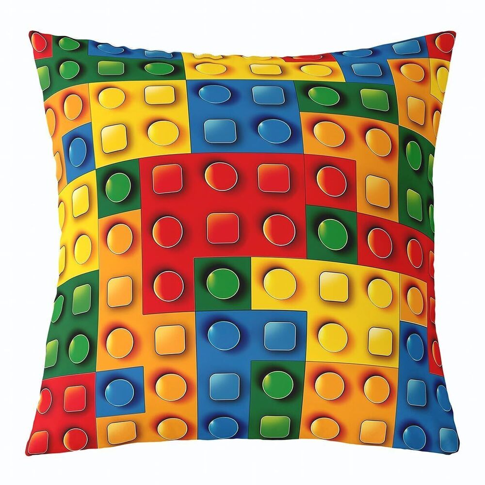 5283 Toddler Building Blocks Reversible Throw Pillow Covers 18 x 18-Inch
